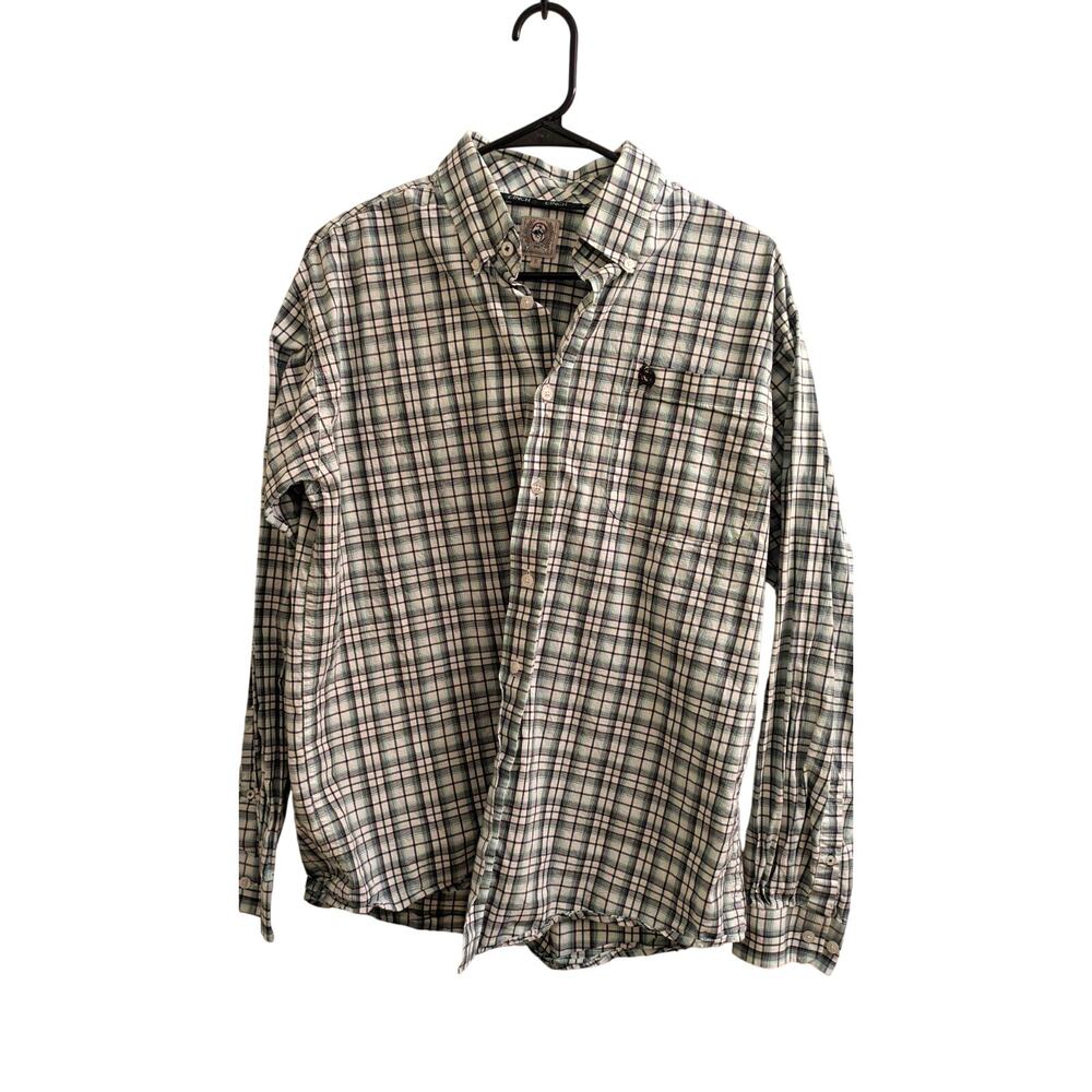 Cinch Men's S White Black Plaid Cotton Woven Long Sleeve Button-Up Shirt